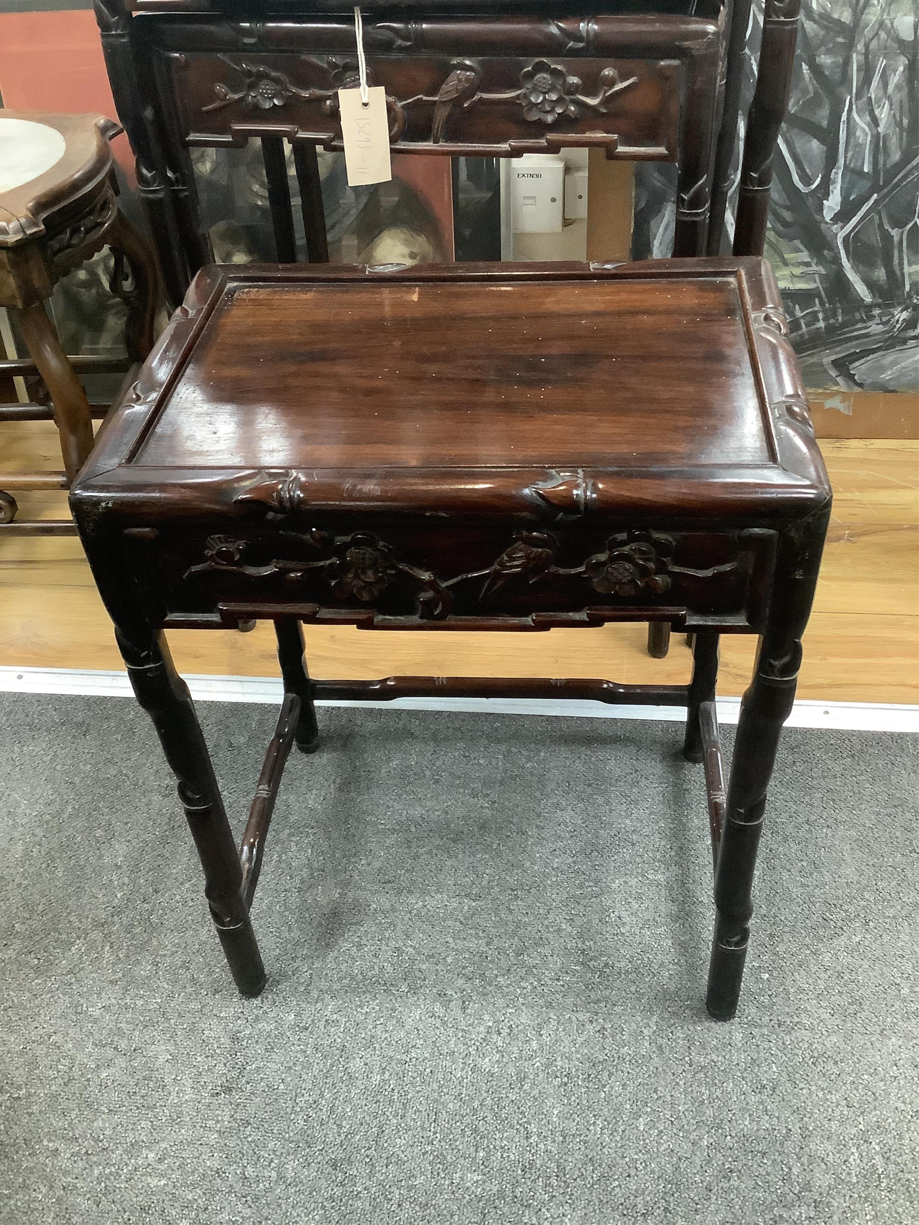 A quartetto of Chinese rectangular hardwood tea tables, width 50cm, depth 36cm, height 72cm. Condition - good